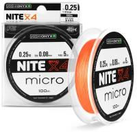 Леска Yoshi Onyx NITE Micro х4 Orange, 0.25#, 0.08мм, 100м