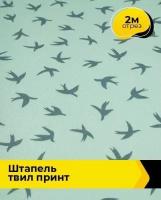 Ткань для шитья и рукоделия Штапель твил принт 2 м * 145 см, мультиколор 028