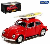 Машина металлическая VOLKSWAGEN BEETLE 1967, 1:32, открываются двери, инерция, цвет красный