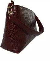 Женская кожаная сумка Elborso. Сумочка Naomi из натуральной кожи - Croco. Бордовый. E13-30