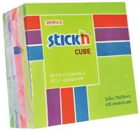 Блок самоклеящийся бумажный STICK`N 21537, 76x76, 400 л, 5 цв, неон+пастель
