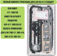 Полный комплект прокладок для а/м УАЗ 417 Стандарт