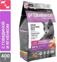 Корм для кошек ProBalance Gourmet Diet, говядина, ягненок 400 г