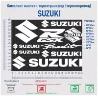 Комплект наклеек на одежду термотрансфер (термоперенос) Мото Сузуки (Suzuki)