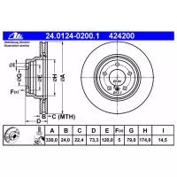Торм. Диск Пер. Вент.[330x24] 5 Отв. Ate арт. 24-0124-0200-1