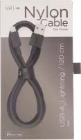 Кабель vlp Nylon Cable USB A - Lightning MFI, 1.2 м, черный