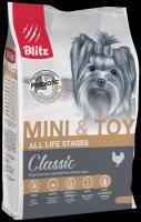 BLITZ ADULT MINI & TOY сухой корм для взрослых собак миниатюрных и мелких пород, Курица 7кг