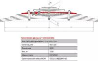 Лист №5 Рессора задняя для грузовиков производства ПАО КамАЗ 65115, 43118 11 листов