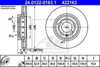 Диск торм AUDI A3/TT/VW BORA/GOLF lV/SEAT LEON//SKO OCTAVIA 1.4-3.2/1.9-2.0TDI 96- ЗАД вент 256X22, 24012201631 ATE 24.0122-0163.1