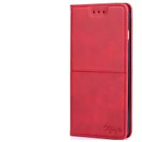 Чехол-книжка MyPads для iPhone 12 Pro Max из качественной импортной кожи прошитый элегантной прострочкой Ретро красный с магнитной крышкой