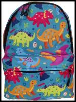 Рюкзак дошкольный с динозавром. Рюкзак с динозавром. Голубой