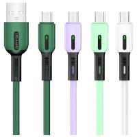 US-SJ432 U51 Micro Silicone Charging & Data Cable With Light 1m(dark green)