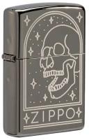 Оригинальная бензиновая зажигалка ZIPPO 49719 Skeleton Design с покрытием Black Ice - Череп