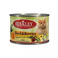 Berkley Adult Cat Menu Duck & Berries № 3 паштет для взрослых кошек с натуральным мясом утки с добавлением лесных ягод - 200 г х 6 шт