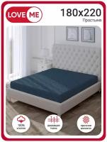 Простыня 2 спальная LOVEME Инди 180х220см, бязь, цвет синий