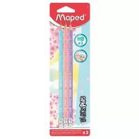 Карандаш чернографитный простой с ластиком HB MAPED Black Pep's Pastel, 3шт