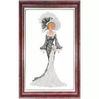 Набор для вышивания бисером каролинка арт. КБЛН-3051(ч) Дама в вечернем платье 24х38 см