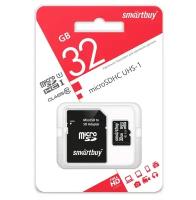 Карта памяти SmartBuy microSDHC 32 ГБ Class 10, R/W 30/25 МБ/с, адаптер на SD, 1 шт