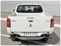 MITSUBISHI L200 2015 Защита заднего бампера Ф63 с листом (Лист нерж, проф. нерж)(вариант 3)