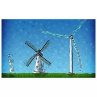 Постер на холсте Ветряные мельницы (Windmills) №3 48см. x 30см