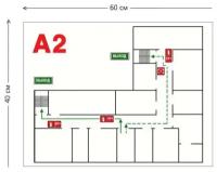 План эвакуации, формат А2 (фотолюминесцентный пластик). 150х300 мм