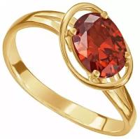 Серебряное кольцо с оранжевым камнем (нанокристалл) - размер 17 / покрытие Желтое Золото