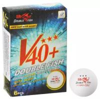 Мяч для настольного тенниса Double Fish 3***, World Cup диам. V40+мм, ITTF Appr,плаcтик,упак.6 шт,белый