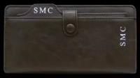 Кошелек SMC, гладкая фактура, на кнопках, на молнии, 2 отделения для банкнот, отделения для карт и монет, подарочная упаковка, коричневый