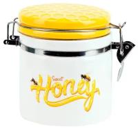 Банка для сыпучих продуктов Dolomite Honey, с клипсой, керамическая, 480 мл, 14,5 x 10 x 12 см