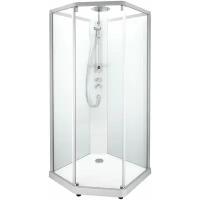 Душевая кабина IDO Showerama 10-5 Comfort 558.202.304 пятиугольная 900х900 мм профиль аллюминий прозрачное стекло/матовые стекла задние