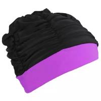 Шапочка для плавания объемная двухцветная, лайкра, цвет черно-фиолетовый