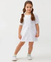 Платье с вышивкой в виде перьев белое Button Blue, для девочек, размер 122, мод 123BBGMC25050200