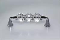 Мебельная ручка-скоба с кристаллами, серебристая