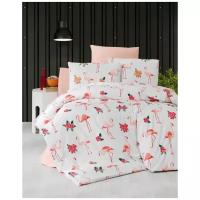 Комплект 2-х спального постельного белья ткань Ранфорс,100% принт Фламинго цвет оранжевый