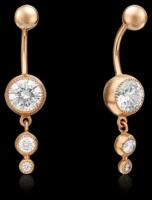 PLATINA jewelry Золотой пирсинг с вставками Swarovski 06-0646-00-501-1110-38