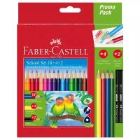 Карандаши цветные FABER-CASTELL, 18цв.+2 чернограф. кар., заточен., картон, европодвес