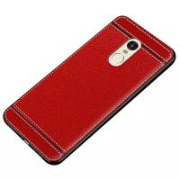 Чехол MyPads для HTC One X10 из качественного износостойкого силикона с декоративным дизайном под кожу с тиснением красный