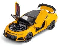 Chevrolet Camaro Шевроле Камаро металлическая инерционная машинка 1:24 21 см с открывающимися дверьми, капотом и багажником, желтая