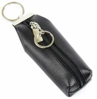 Ключница из натуральной кожи, брелок для ключей, карманная ключница, мужская и женская на молнии черный CRO-K-118-327