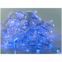 Гирлянда светодиодная ECOLA 220V IP20 Нить 6м 100Led Синяя Blue, 8 режимов, прозрачный провод с вилкой