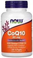 Капсулы NOW CoQ10 60 мг with Omega-3 Fish Oil, 60 мг, 120 шт