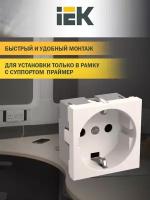 IEK Розетка с з/к 2к (на 2 модуля) РКС-20-30-П-К праймер белая