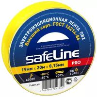 Изолента SAFELINE PRO, ПВХ 19 мм x 20 м, желтый