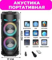 Портативная Bluetooth колонка ZQS-4239 со светомузыкой, караоке, акустическая система USB SD AUX