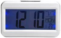 Часы-будильник таймер, термометр, подсветка Реагирует на звук, крупные цифры Белые