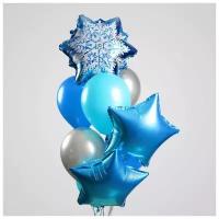 Букет из шаров «Новый год. Снежинка», набор 9 шт, цвет голубой