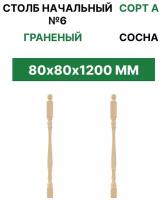 Столб начальный 80*80*1200 Сорт А граненый №6 сосна