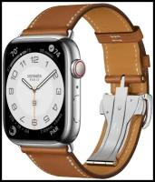 Умные часы Apple Watch Hermès Series 8 45 мм Steel Case Cellular, silver/Fauve Barénia Single Tour Deployment Buckle