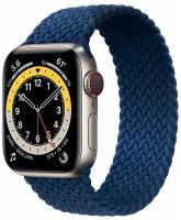 Плетеный ремешок для Apple Watch Series 1-6 и SE 38-40mm и 7 41mm / Монобраслет для Эпл Вотч Серии 1-6 и СЕ 38-40 мм и 7 41 мм / 135mm (Темно-синий)