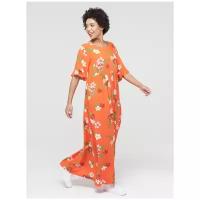 Платье женское 211-3638 (Ш75 ярко-оранжевый цветы, 54)